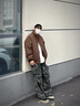 7家優(yōu)品中性美拉德咖啡色豎條紋棉服男日系復古cleanfit百搭情侶棉衣外套 QYRJ-Y20咖啡色 XL 曬單實拍圖