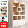 實(shí)木書(shū)架置物架格子柜落地家用書(shū)柜展示架一體靠墻客廳儲物柜 實(shí)木板芯【兩門(mén)兩抽】白色140 曬單實(shí)拍圖