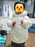 乖奇熊男童女童三防羽絨服秋冬季寶寶新年連帽外套嬰幼兒外出可愛(ài)拜年衣 白帽灰 110 曬單實(shí)拍圖