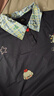 LDBE美式復(fù)古小狗刺繡假兩件短袖t恤女夏季新款學(xué)院風(fēng)polo領(lǐng)拼接上衣 藏青色 L 曬單實(shí)拍圖