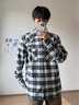 TOMMY JEANS25新款秋冬男裝純棉微抓絨法蘭絨復(fù)古漸變格紋襯衫外套22019 黑白格紋BDS S 曬單實(shí)拍圖