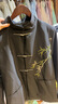 羅蒙（ROMON）新中式西裝男士訂婚衣服套裝國風(fēng)立領(lǐng)中山裝金竹刺繡男孩成人禮服 1黑色西服+西褲 XL 曬單實拍圖