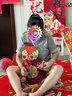 優(yōu)奇嬰兒衣服男寶寶夏季分體兩件套男童紅色喜慶滿月服新中式周歲禮服 曬單實拍圖