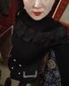 塔馳密司（touchmiss）露肩打底衫女秋季新款修身長袖內(nèi)搭針織衫上衣LSY 黑色 XL 曬單實拍圖