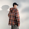 WASSUP UOSNE美式復(fù)古格子襯衫男春秋季寬松潮流新款百搭休閑工裝襯衣外套上衣 紅色 XL （推薦體重130-150斤） 曬單實(shí)拍圖