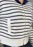 森馬（Semir）針織開(kāi)衫女短款海軍領(lǐng)溫柔系春2025新款文藝寬松條紋衫少女感 白藍色調00318 L 165/88A 曬單實(shí)拍圖