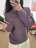 安踏衛(wèi)衣女款2025秋季新款寬松顯瘦圓領(lǐng)無帽長袖上衣小個子打底衫 7706-1月影綠 M 160 曬單實拍圖