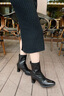 卡帝樂(lè )鱷魚(yú)（CARTELO）韓系粗跟方頭小短靴2026新款復古彈力瘦瘦靴女后拉鏈高跟單靴 黑色 37 曬單實(shí)拍圖