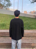 倉石一樹(shù) KAZUKI KURAISHI倉石一樹(shù)2025白色簡(jiǎn)約長(cháng)袖T恤男春秋季新款寬松百搭圓領(lǐng)衛衣上衣黑色XL 曬單實(shí)拍圖
