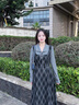香影復(fù)古格子假兩件連衣裙女2025秋季新款收腰拼接學(xué)院風(fēng)中長裙子 深灰 S 155/80A/85-95斤 曬單實拍圖