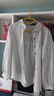 皮爾卡丹（pierre cardin）日韓出口剪標復古棉麻長(cháng)袖襯衫女文藝寬松單排扣條紋打底上衣 米白條紋襯衫 L 115-130斤穿 曬單實(shí)拍圖