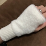 嫵（WOO）手套女露指手套女冬季護手腕針織半指加絨加厚保暖防凍可愛(ài)半截防 白色 均碼 曬單實(shí)拍圖