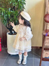 Dudant國際品牌女童連衣裙2025新款春秋季女孩紗裙花童禮服洛麗塔公主裙 杏色 130 cm 曬單實(shí)拍圖
