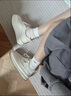 百麗踏系列品牌踩屎感小白鞋女2025新款春秋季百搭厚底真皮休閑運(yùn)動(dòng)板鞋 米白 36 曬單實(shí)拍圖