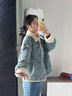 森馬（Semir）牛仔外套女拼接仿兔毛翻領(lǐng)寬松港風(fēng)冬季落肩夾棉夾克103724108001 曬單實(shí)拍圖