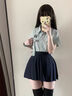 學(xué)院風(fēng)獨特絕美小套裝裙子俏皮活潑襯衫百褶裙兩件套女裝夏日漂亮 條紋襯衫+半身裙 收藏加購優(yōu)先發(fā) S 建議95斤以?xún)?曬單實(shí)拍圖