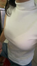 夢特嬌莫代爾棉半高領打底衫女內(nèi)搭修身時尚五分袖薄款短袖半袖打底衣 曬單實拍圖