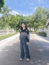 KATULANMAO女童牛仔褲一體絨冬季2025新款大童加絨闊腿褲兒童裝秋冬加厚褲子 藍(lán)色加絨 150 曬單實拍圖