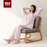 無(wú)印良品（MUJI）女式 柔軟針織 前開(kāi)睡衣套裝 煙熏粉色 L-XL 曬單實(shí)拍圖