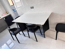 晨巢實(shí)木巖板餐桌椅家用小戶(hù)型飯桌詫寂風(fēng)長(cháng)方形西餐桌簡(jiǎn)約餐廳家具 抗菌啞光純白+黑色桌腳+全黑羊角椅 1.6米 一桌四椅【全托底板】 曬單實(shí)拍圖