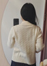 LAGOGO英倫學(xué)院miu系絞花毛衣女拉谷谷2025冬季新款半高領(lǐng)針織衫 米白色 M 曬單實(shí)拍圖