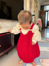 G.DUCKKIDS小黃鴨女童連衣裙春秋嬰兒衣服兒童公主裙抓周女寶寶周歲禮服裙子 紅色 90 尺碼1~2歲【 80-90cm】 曬單實(shí)拍圖