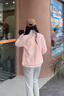 貓人（MiiOW）潮牌加絨衛(wèi)衣抓絨衣女男搖粒絨外套上衣服秋冬加厚珊瑚絨保暖開衫 ZZ23598水晶粉-女 立領(lǐng) M 曬單實(shí)拍圖