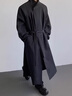 牧唯長(cháng)款收腰帶立領(lǐng)風(fēng)衣大衣男士秋季款過(guò)膝寬松潮流韓版百搭上衣外套 黑色 XL [建議140-160斤] 曬單實(shí)拍圖