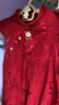 G.DUCKKIDS小黃鴨包屁衣嬰兒滿(mǎn)月衣服夏季周歲禮服女寶寶公主哈衣國風(fēng)連體衣 鈴鐺紅色 66cm 尺碼0-3個(gè)月6斤-12斤 曬單實(shí)拍圖