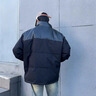 GXG男裝  pu皮拼接立領(lǐng)棉服男潮流通勤加厚棉衣保暖外套 24年冬新品 黑色 4XL 曬單實(shí)拍圖