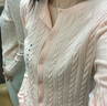 優(yōu)衣庫女裝紐花圓領(lǐng)針織開(kāi)衫/毛衣外套空調衫通勤秋冬新款481477 10 水粉色 S 曬單實(shí)拍圖