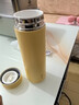 蕉加陶瓷內膽保溫杯男女士高檔大容量骨瓷悶泡茶水分離便攜商務(wù)車(chē)載杯 淡螢黃【茶隔內膽純陶瓷，可定制 曬單實(shí)拍圖