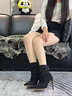 Lily Wei【慢調巴黎】名媛風(fēng)優(yōu)雅時(shí)尚踝靴2025新款可加絨女靴小碼 黑色【跟高10cm】 單層 36 曬單實(shí)拍圖
