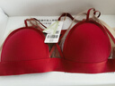 伊維斯（ENWEIS）【可可小耳朵】無(wú)鋼圈大胸顯瘦敲薄性感交叉帶深V無(wú)痕內衣女跨年 朱紅 L (165適合：75D,80ABC) 曬單實(shí)拍圖
