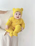 G.duck新生嬰兒連體衣秋季超萌寶寶秋裝毛絨衣服毛茸茸小熊哈衣春秋爬服 黃色#不掉毛# 含帽 90cm #建議22-28斤# 曬單實(shí)拍圖