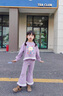 G.DUCKKIDS小黃鴨童裝女童春裝洋氣套裝兒童衛(wèi)衣可愛兩件套寶寶春秋季衣服 紫色套裝 90 (建議80-90cm 1-2周歲） 曬單實拍圖