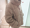 雪中飛抽繩連帽羽絨服女裝冬季通勤居家百搭款鴨絨保暖松緊羽絨外套衣服 棕色 XL (170) 曬單實(shí)拍圖