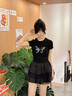 萬(wàn)欣兒甜美荷葉邊高腰半身裙女裝夏季性感蕾絲拼接半裙短裙蛋糕蓬蓬裙子 黑色 M 曬單實(shí)拍圖