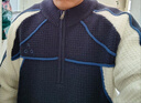 FPA半拉鏈運動(dòng)戶(hù)外撞色拼接毛衣 春秋季套頭復古情侶裝高級針織衫 靛藍色 M 曬單實(shí)拍圖