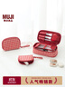 無(wú)印良品（MUJI）再生聚酯纖維化妝包 居家 旅行 化妝品收納 便攜 洗漱包 平型 紅色格紋 曬單實(shí)拍圖
