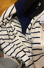 森馬（Semir）針織開衫女短款海軍領(lǐng)溫柔系春2025新款文藝寬松條紋衫少女感 白藍(lán)色調(diào)00318 M 160/84A 曬單實(shí)拍圖