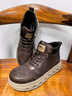 公牛世家男靴秋冬新款復古百搭馬丁靴男士高幫系帶休閑鞋時(shí)尚通勤鞋子男 曬單實(shí)拍圖