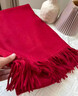 恒源祥羊絨圍巾女冬季女式超長(cháng)純色加厚保暖披肩兩用旗袍外搭可定制圍巾 酒紅色 曬單實(shí)拍圖