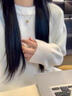 布力潘海馬毛毛衣女慵懶白色奶外套冬季圓領(lǐng)寬松加厚軟糯馬海毛針織衫 白色 L 曬單實(shí)拍圖