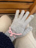 QUEEN TRIP新款韓版粉色騎行手套女冬季五指針織蝴蝶結防風(fēng)保暖百搭手套ins 灰色-無(wú)標款綁帶蝴蝶結 曬單實(shí)拍圖