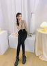 莫代爾打底褲女外穿秋冬季加絨2025新款媽媽保暖棉褲高腰鉛筆小黑褲女 黑色-【綿羊絨】 適合5-15°C S 適合75-95斤 曬單實(shí)拍圖