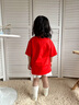 WASSUP WKENG紅色衣服兒童短袖t恤純棉2026馬年本命年衣服12歲男童喜慶新年裝 紅色【款一】 140 推薦【62-70斤】 曬單實(shí)拍圖