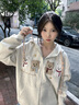 LDBE美式復古毛絨小狗連帽加絨衛衣女2025新款休閑百搭慵懶風(fēng)開(kāi)衫外套 灰色（薄款開(kāi)衫） S 【80-100斤】 曬單實(shí)拍圖