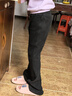 ASK JUNIOR女童褲子2025秋冬季兒童加絨保暖長(cháng)褲休閑時(shí)尚喇叭褲 黑色 150 曬單實(shí)拍圖