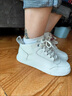 狄德拉頭層牛皮小白鞋女2025春夏百搭平底透氣單鞋休閑運動(dòng)軟底高幫板鞋 白灰+橡膠大底 單里 37 (235mm) 標準碼 曬單實(shí)拍圖